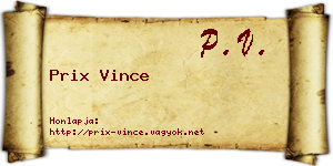 Prix Vince névjegykártya